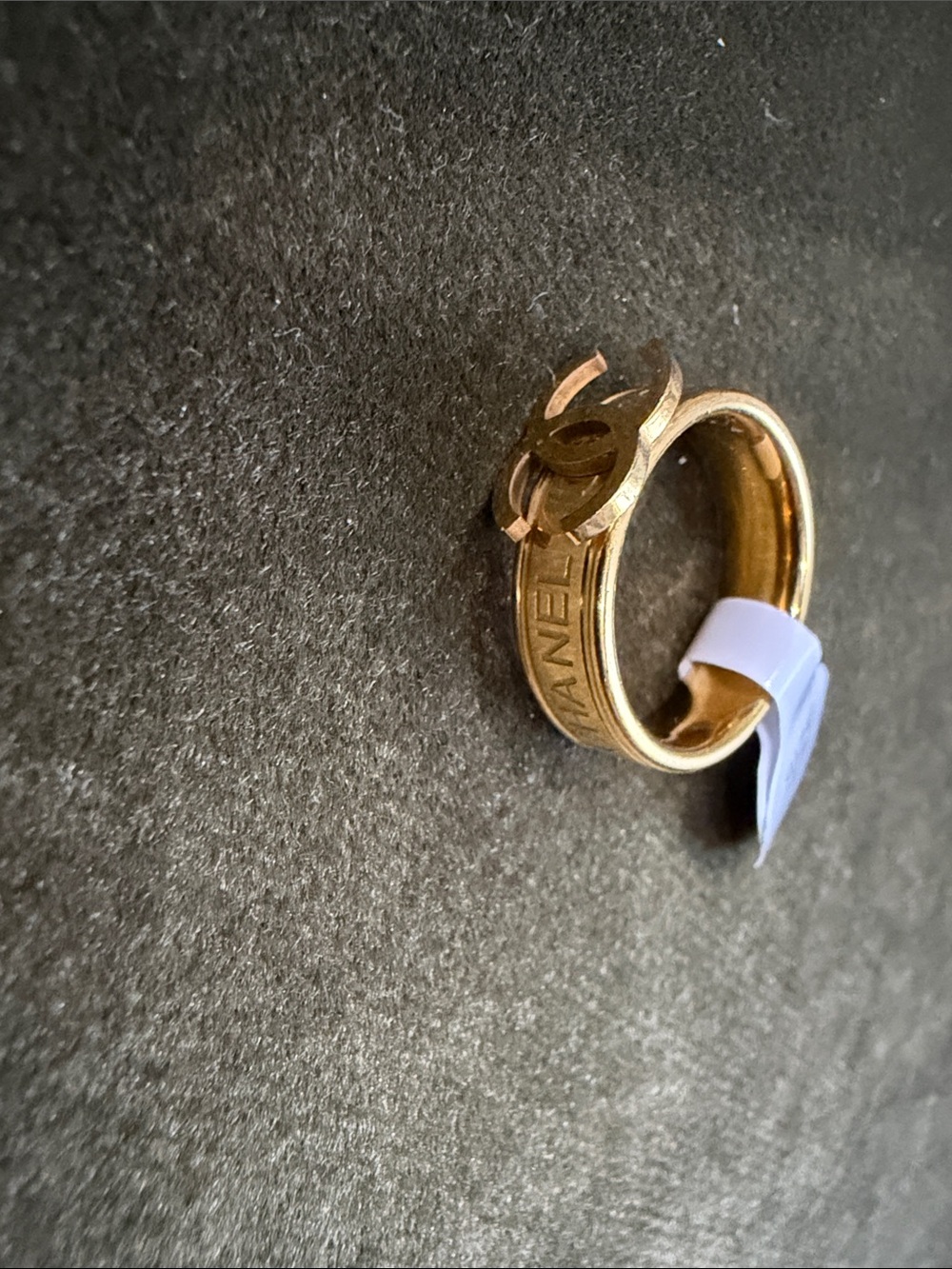 Gold Tone Women's Logo Accent Ring - Size 17 - Picture 4 of 5